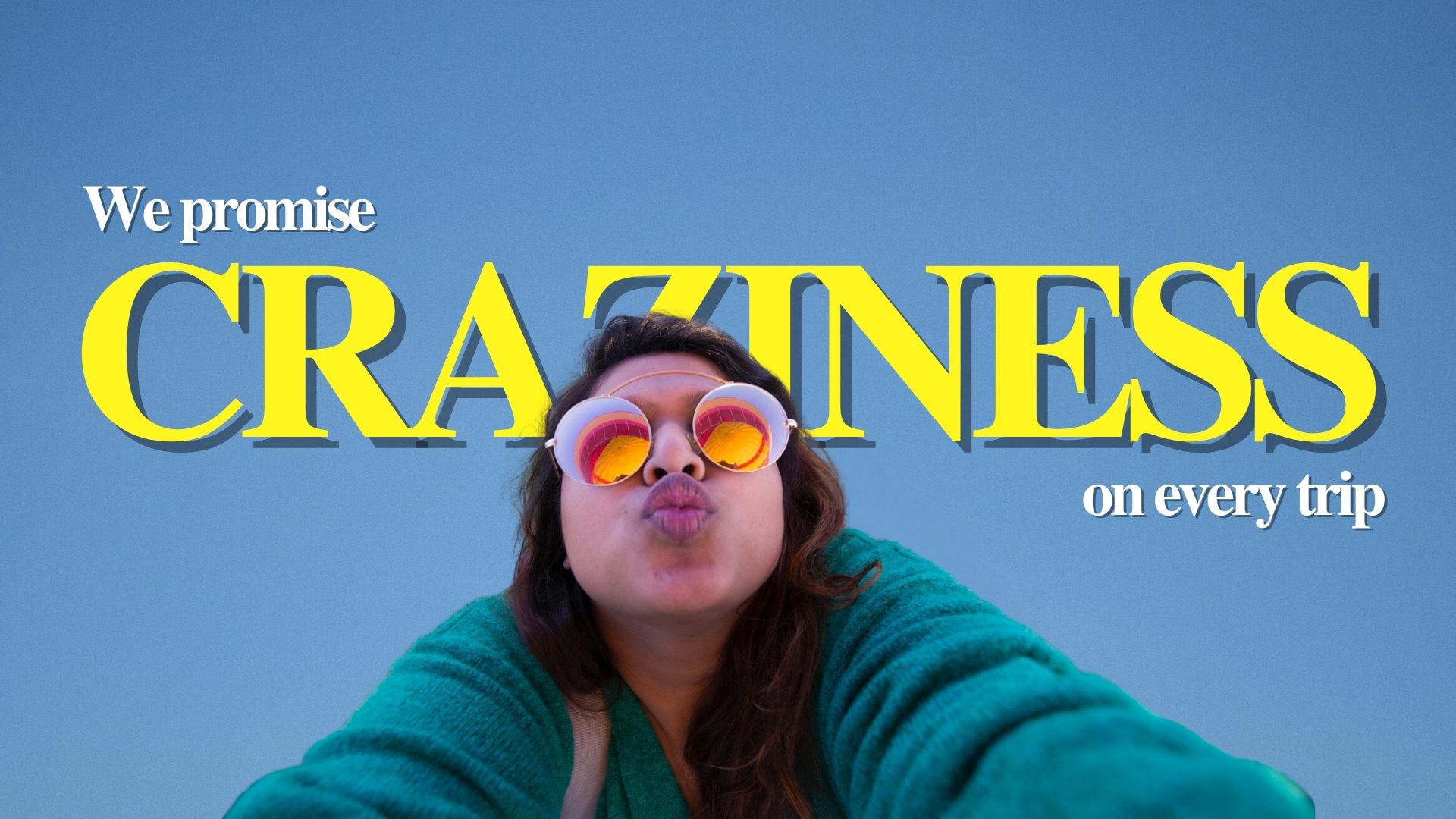Woman in sunglasses being playful – Jugni craziness travel promise